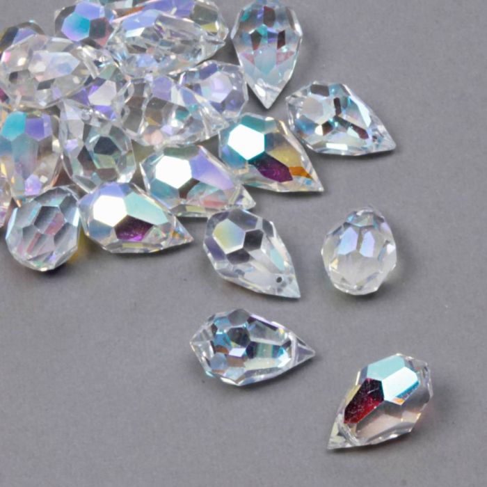 3” SILVER CLEAR Glass RHINESTONE Teardrop End Fringe — Trims and Beads