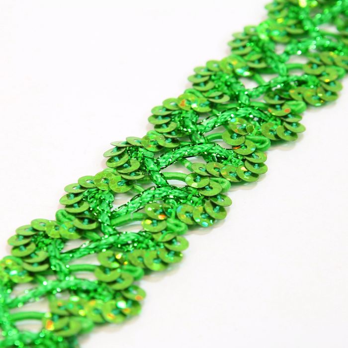 Green Sequin Metallic Braid Trim