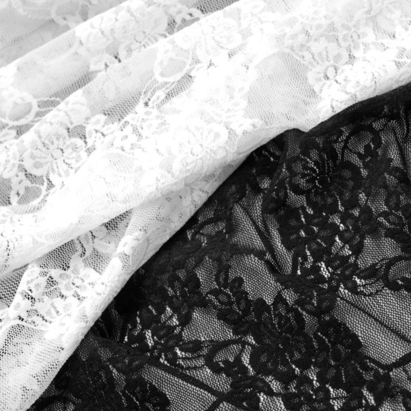 Black Polyester Floral Lace Fabric by the Metre