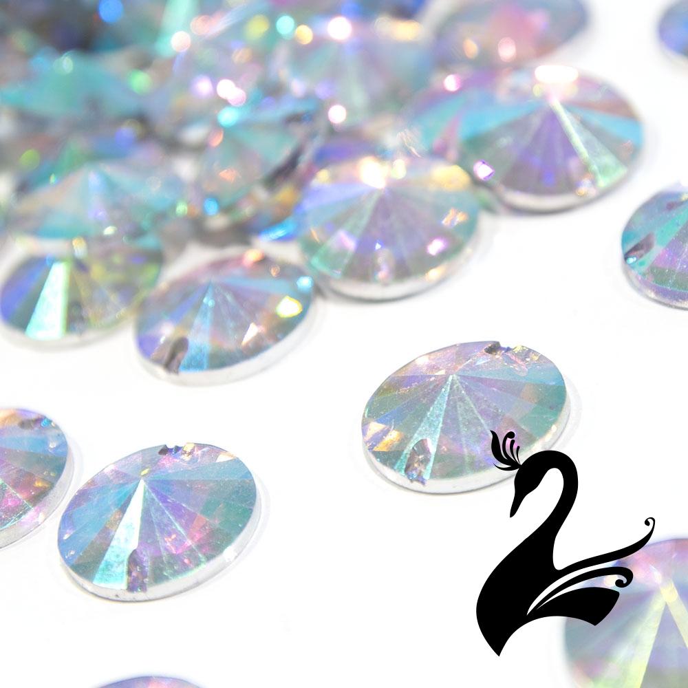 Resin Rhinestones - Round Rivoli Flat Back Sew-On Crystals (Price per pack) -...